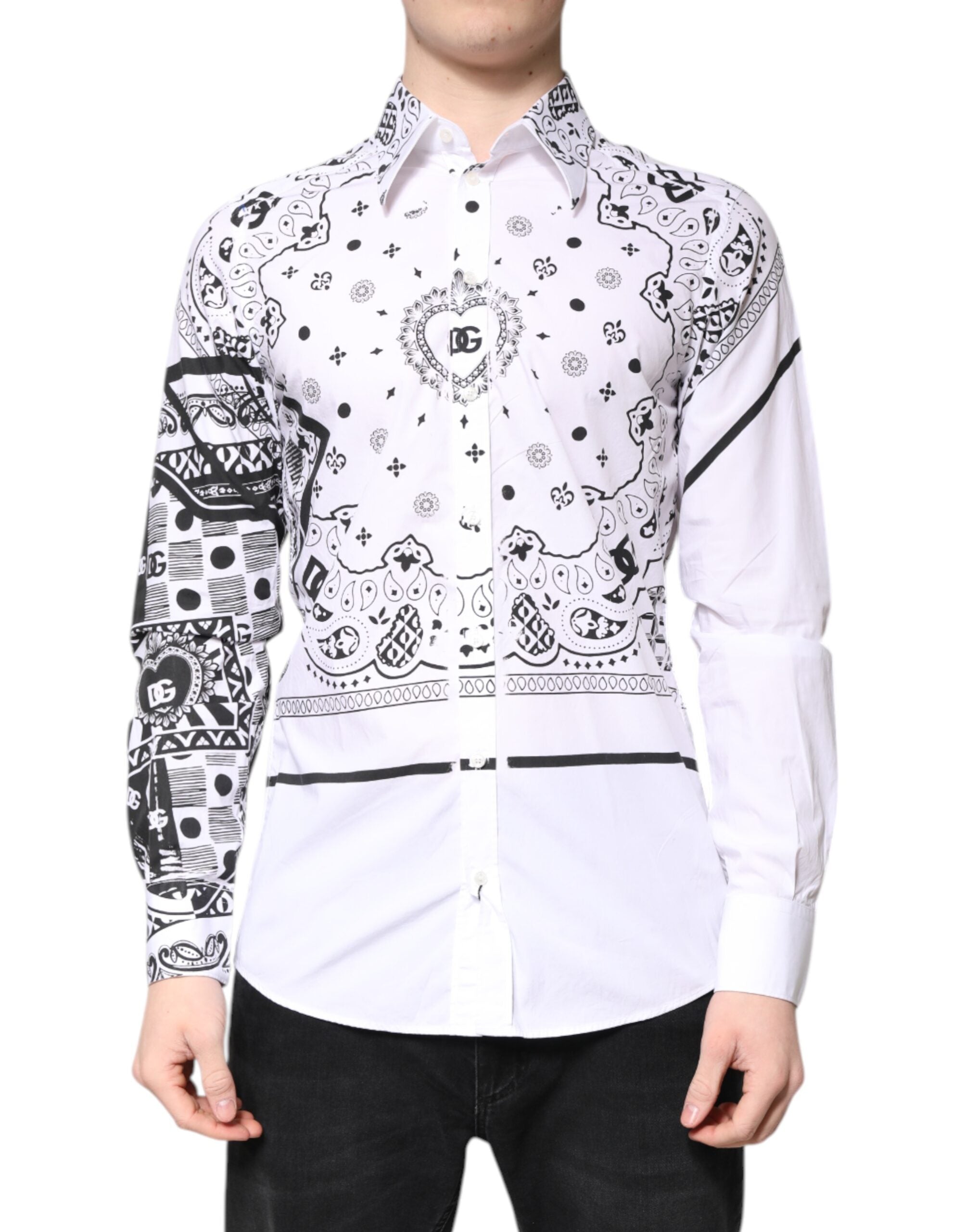 Dolce & Gabbana White Black Bandana MARTINI Men's Shirt